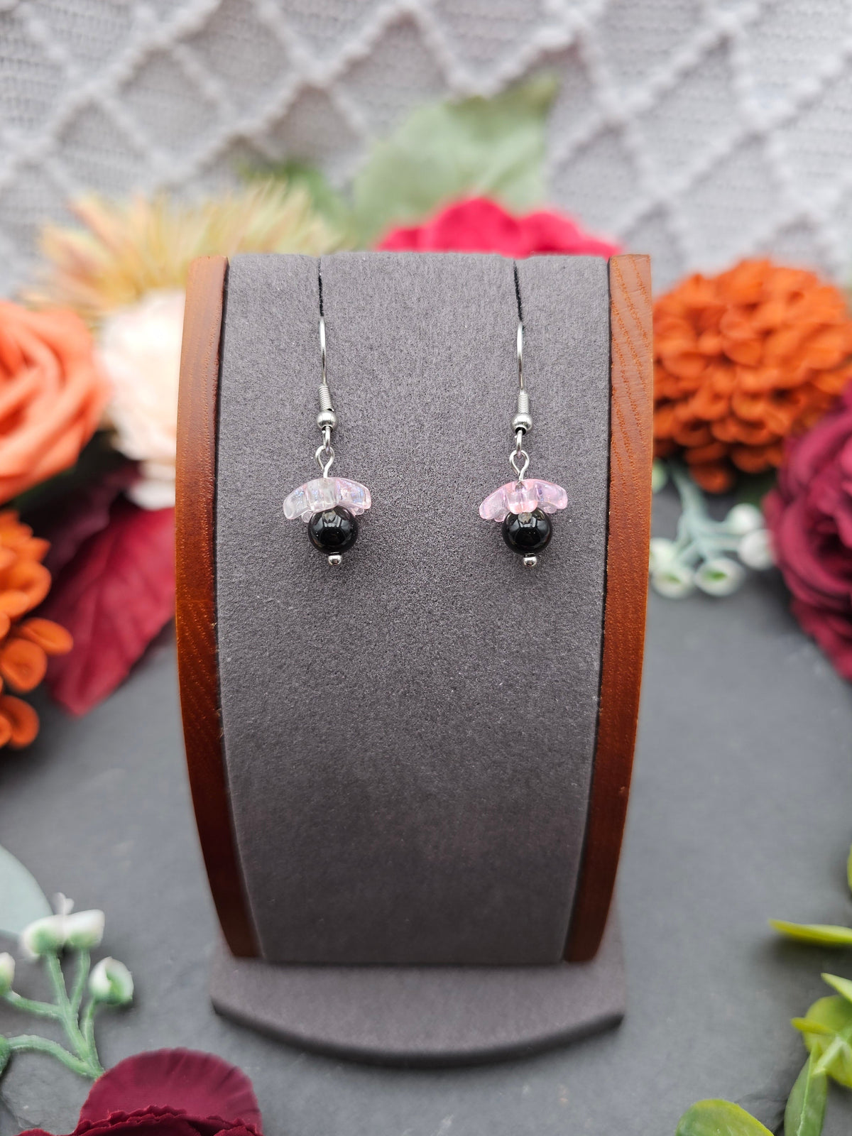 Ohrringe Sakura Rosa | Onyx | Edelstahl