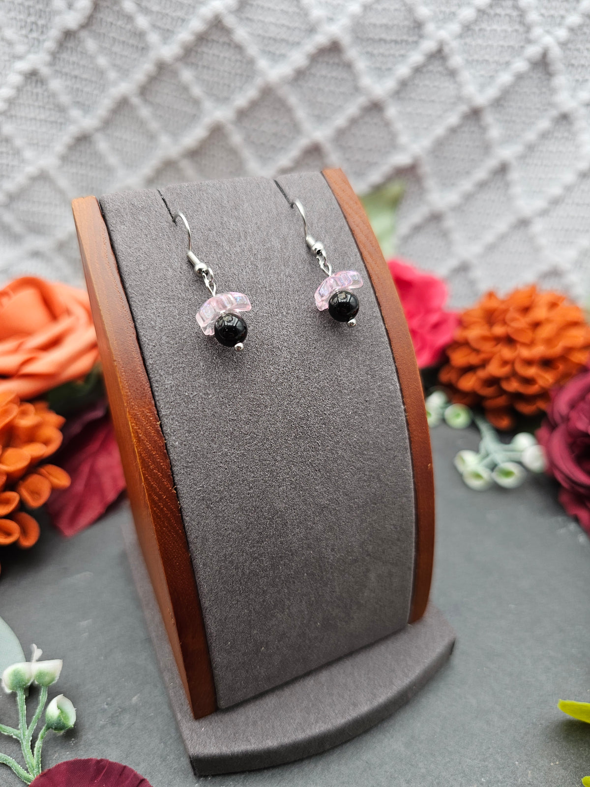 Ohrringe Sakura Rosa | Onyx | Edelstahl