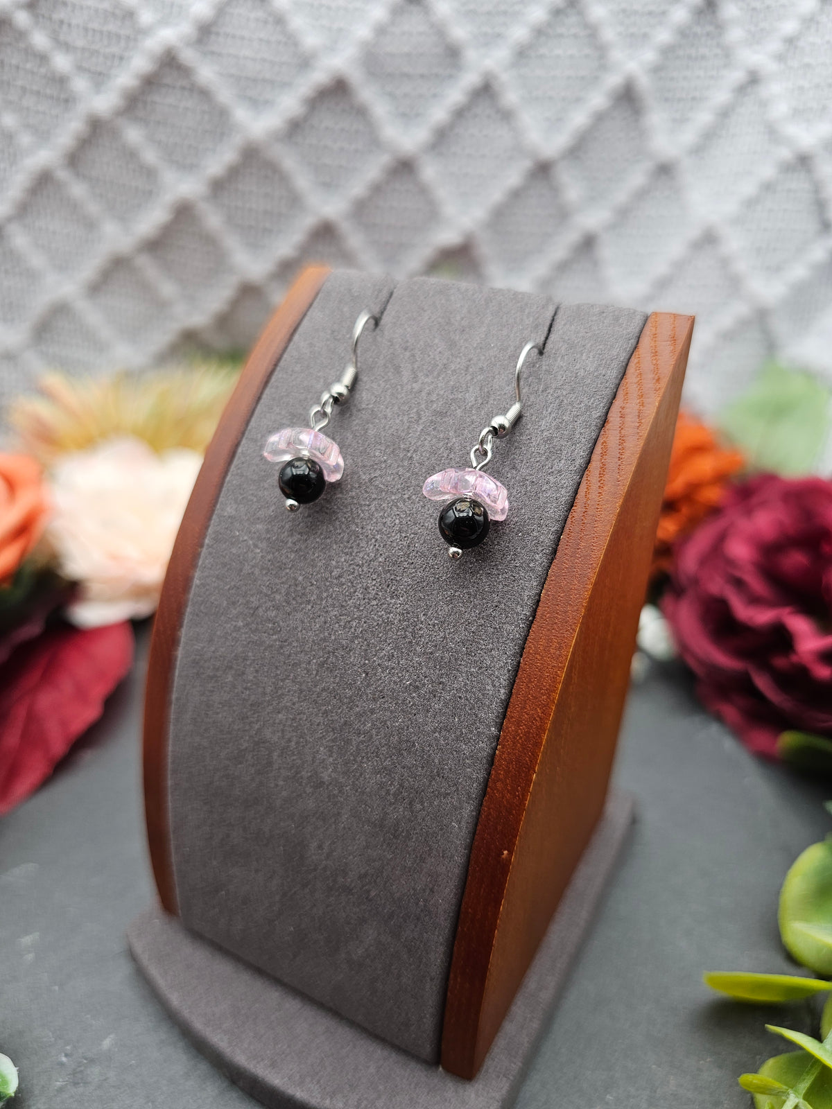 Ohrringe Sakura Rosa | Onyx | Edelstahl