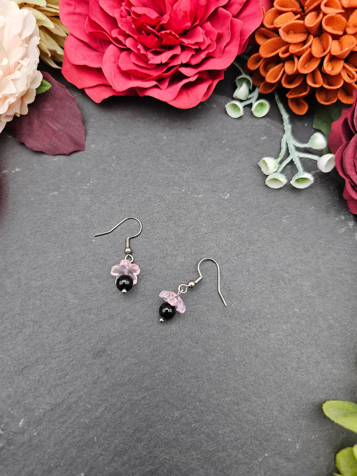 Ohrringe Sakura Rosa | Onyx | Edelstahl
