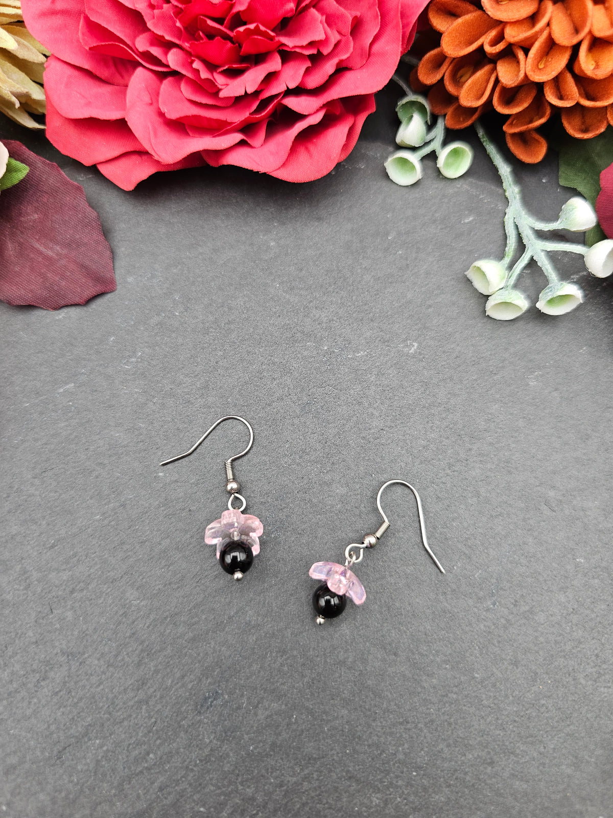 Ohrringe Sakura Rosa | Onyx | Edelstahl