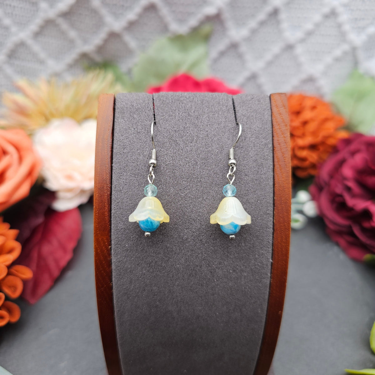 Ohrringe Floral Gelb | Apatit & Aquamarin | Edelstahl