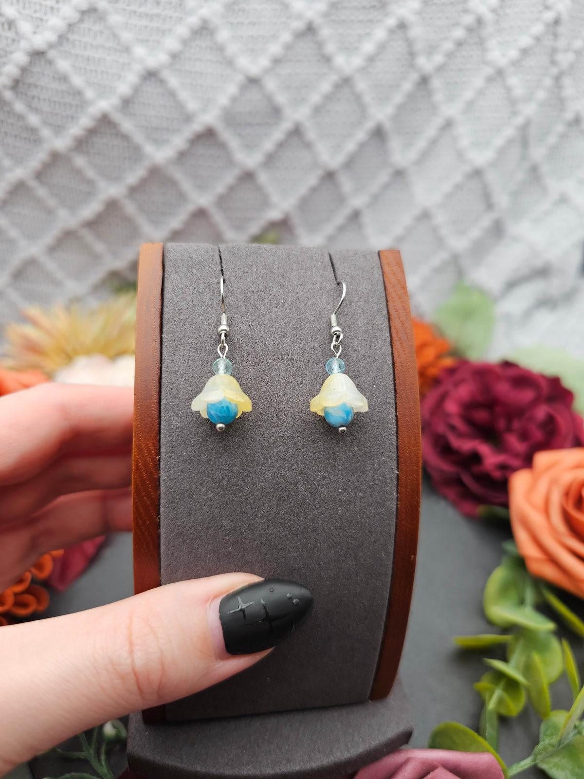 Ohrringe Floral Gelb | Apatit & Aquamarin | Edelstahl
