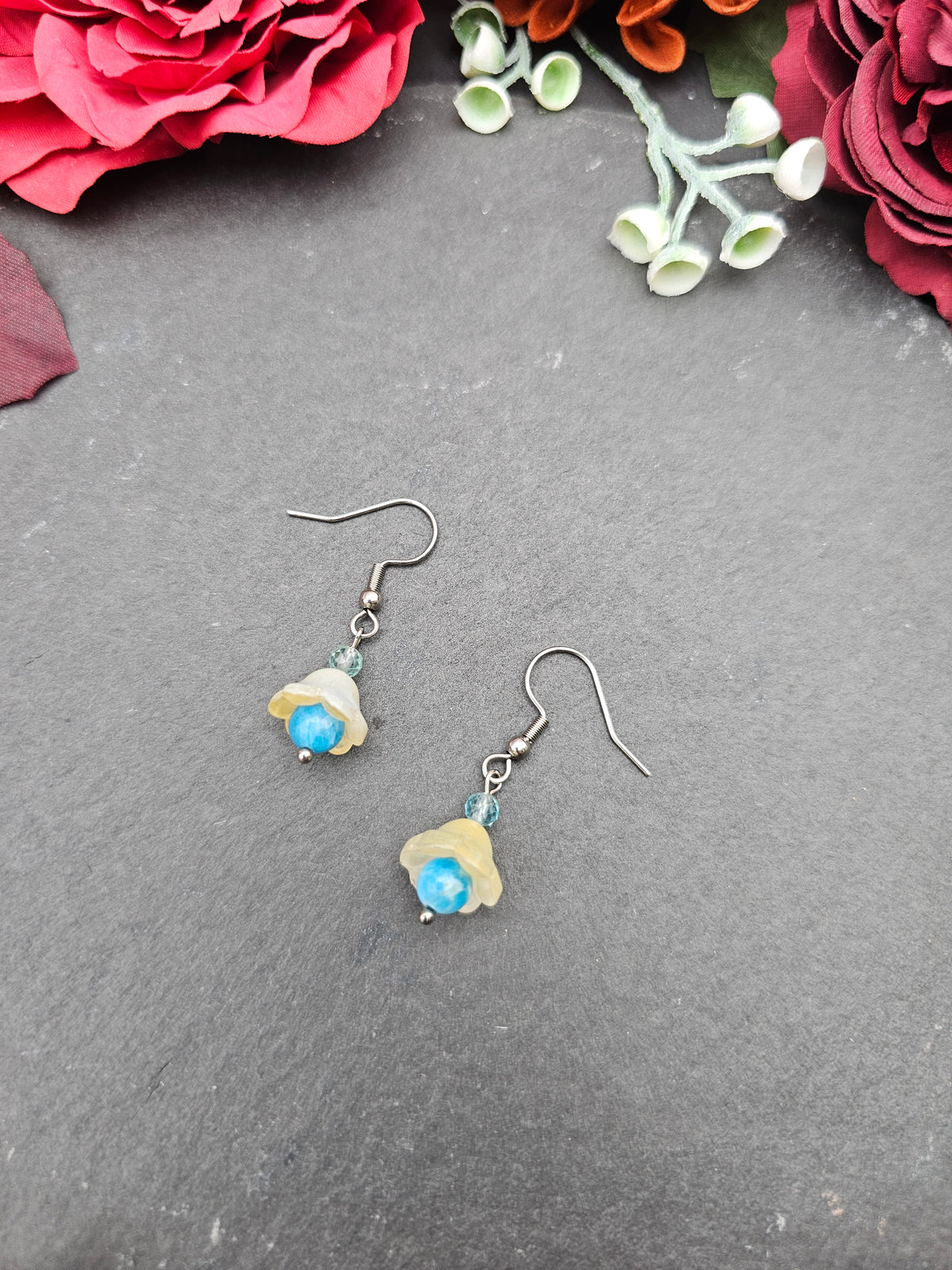 Ohrringe Floral Gelb | Apatit & Aquamarin | Edelstahl