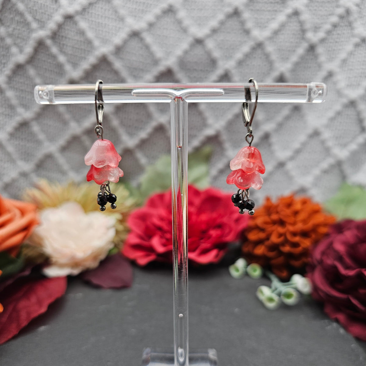 Ohrringe Floral Rot | Spinell | Edelstahl