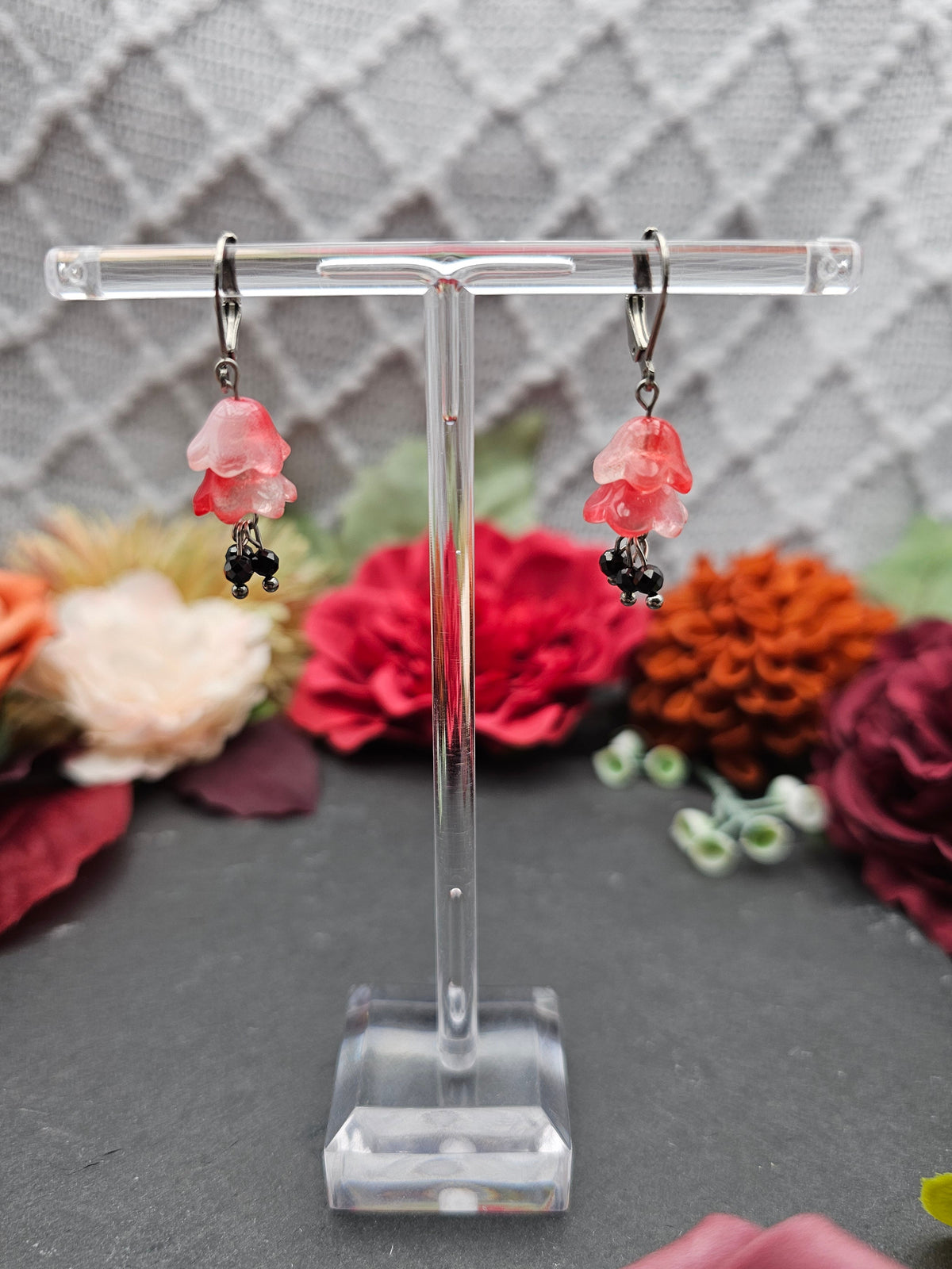 Ohrringe Floral Rot | Spinell | Edelstahl