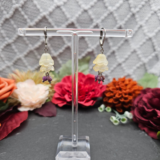 Ohrringe Floral Gelb | Lepidolith | Edelstahl