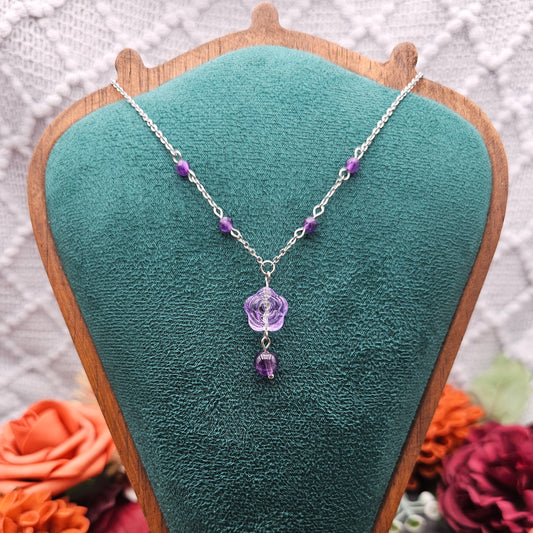 Halskette Rose Lila | Amethyst | Edelstahl