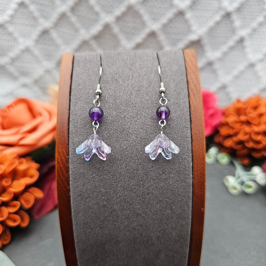 Ohrringe Floral Blau-Lila | Amethyst | Edelstahl