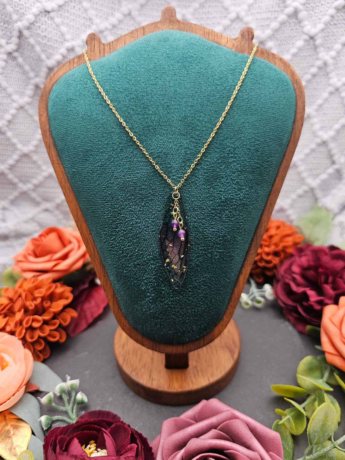 Halskette Flügel Blau-Lila | Amethyst | Edelstahl vergoldet