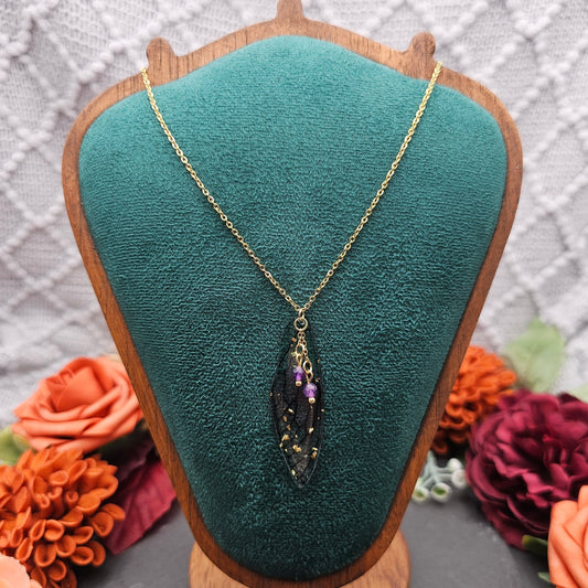 Halskette Flügel Blau-Lila | Amethyst | Edelstahl vergoldet