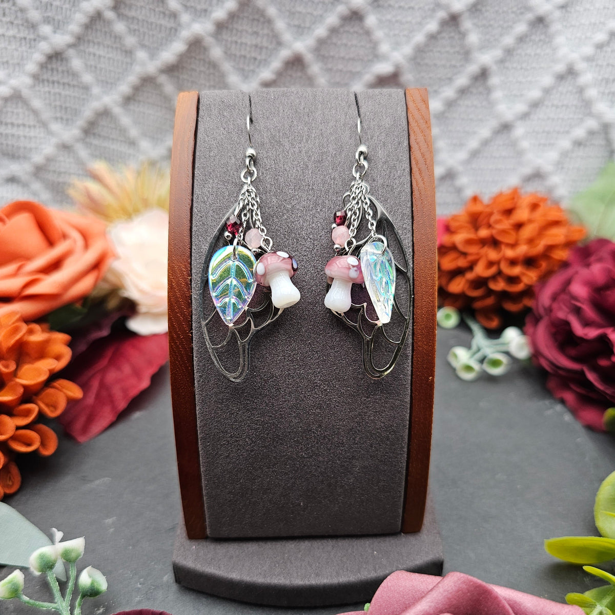 Ohrringe Magic Forest Light | Rosaquarz & Granat | Edelstahl