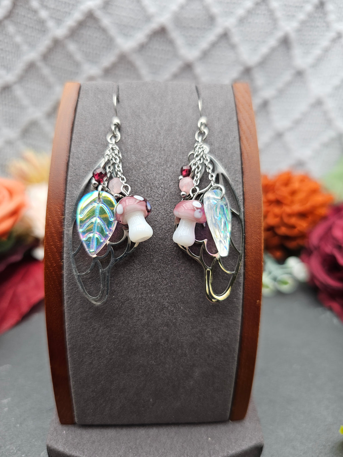 Ohrringe Magic Forest Light | Rosaquarz & Granat | Edelstahl