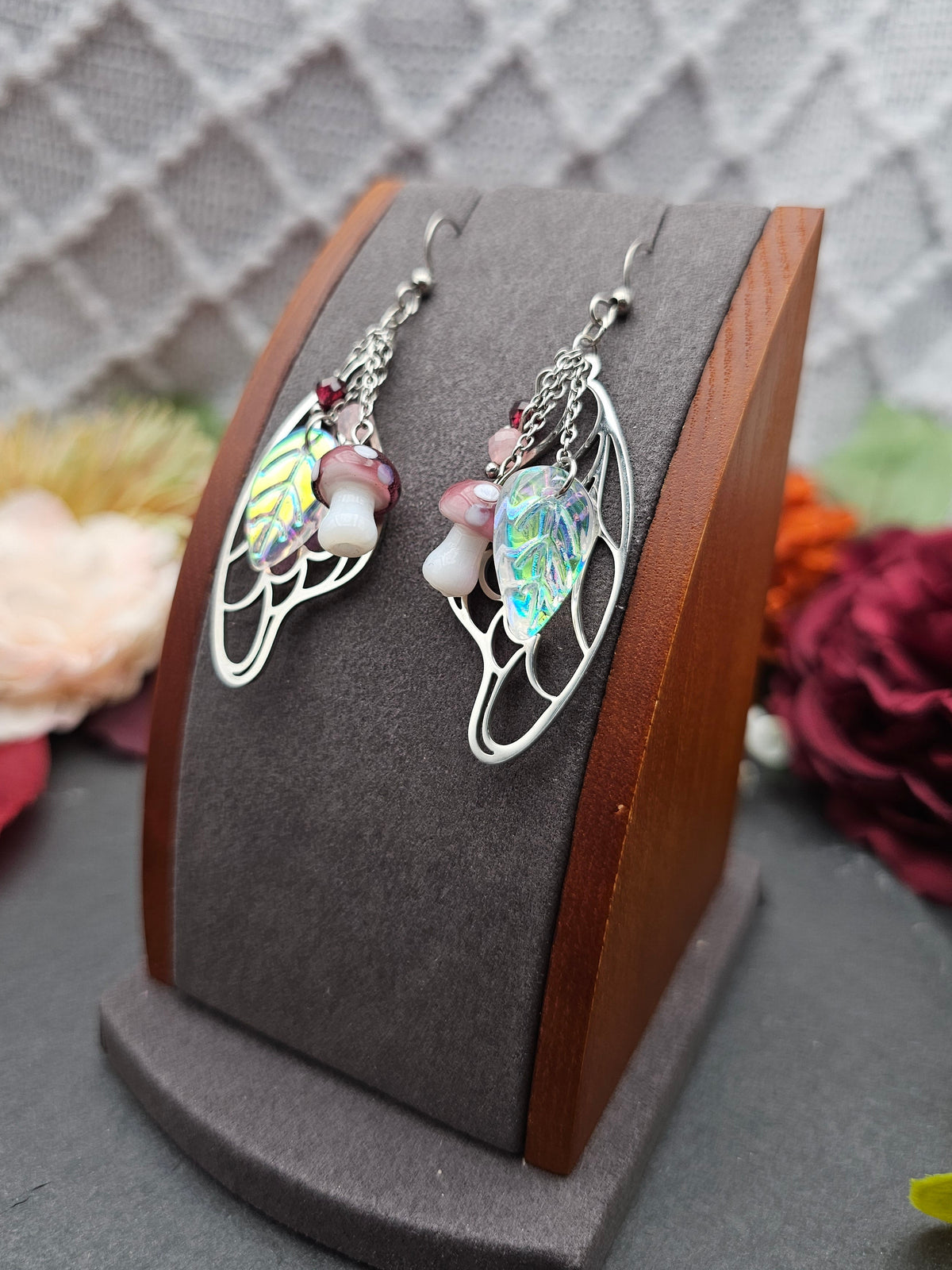 Ohrringe Magic Forest Light | Rosaquarz & Granat | Edelstahl