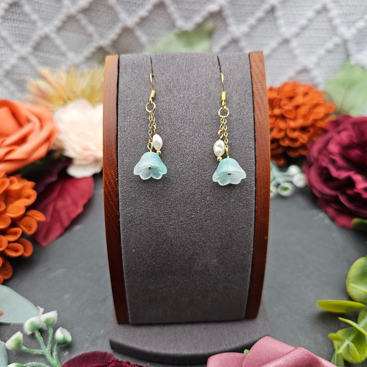 Ohrringe Floral Mint | Süßwasserzuchtperle | Edelstahl vergoldet