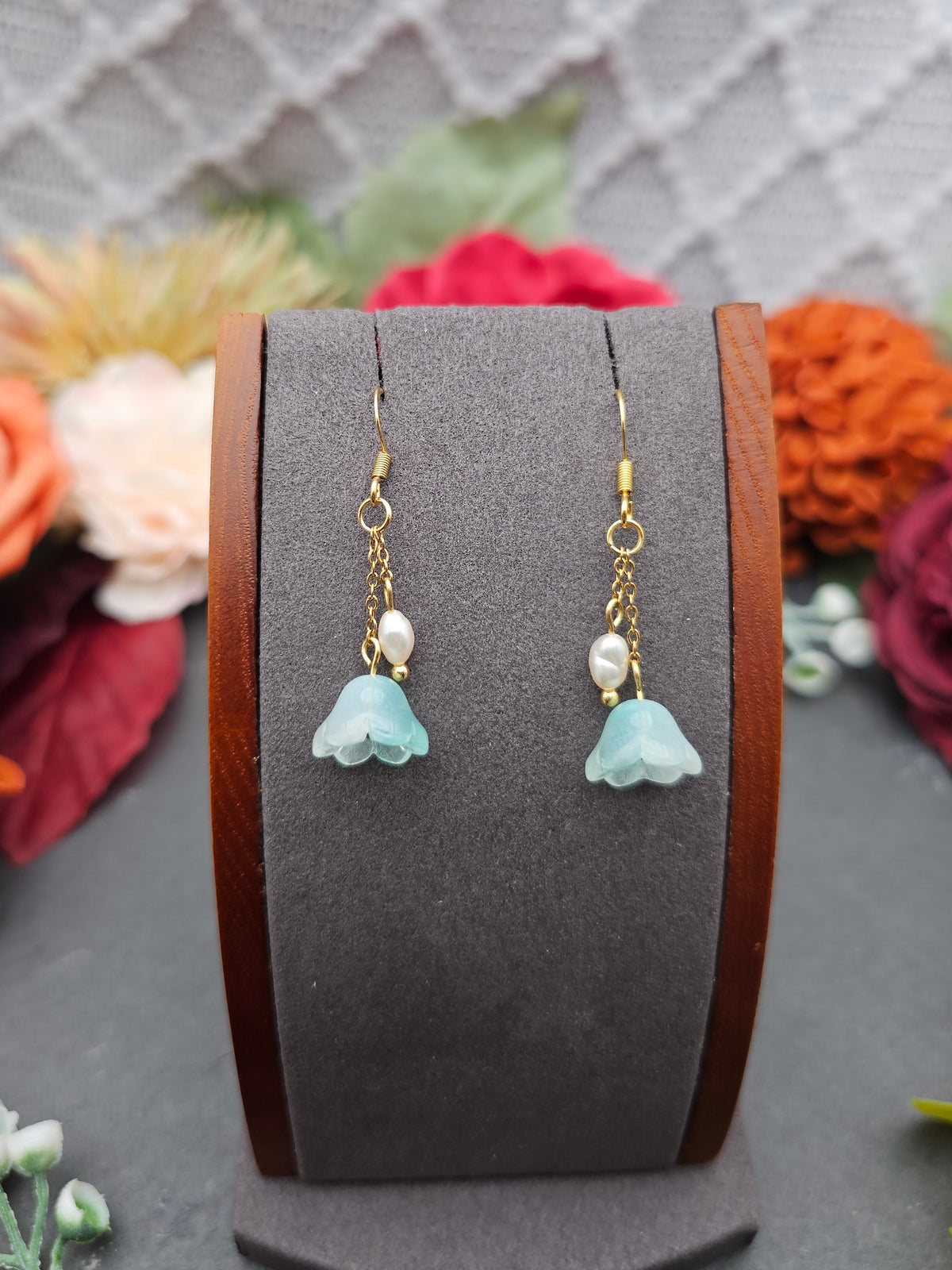 Ohrringe Floral Mint | Süßwasserzuchtperle | Edelstahl vergoldet