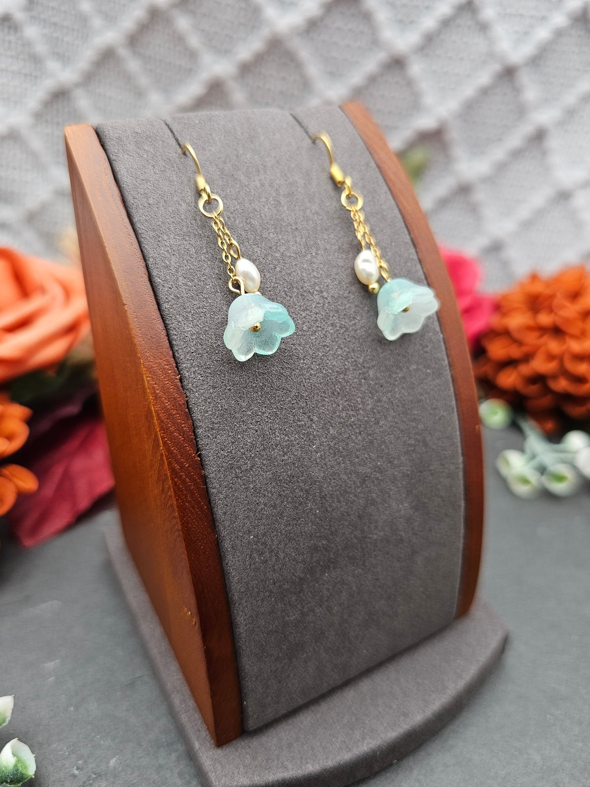 Ohrringe Floral Mint | Süßwasserzuchtperle | Edelstahl vergoldet