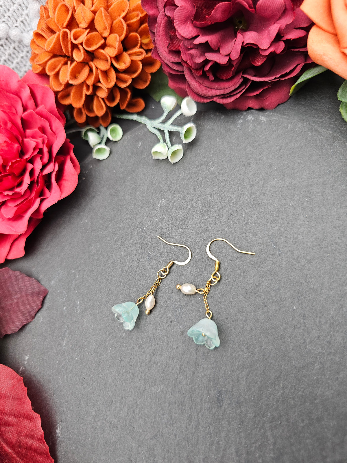 Ohrringe Floral Mint | Süßwasserzuchtperle | Edelstahl vergoldet