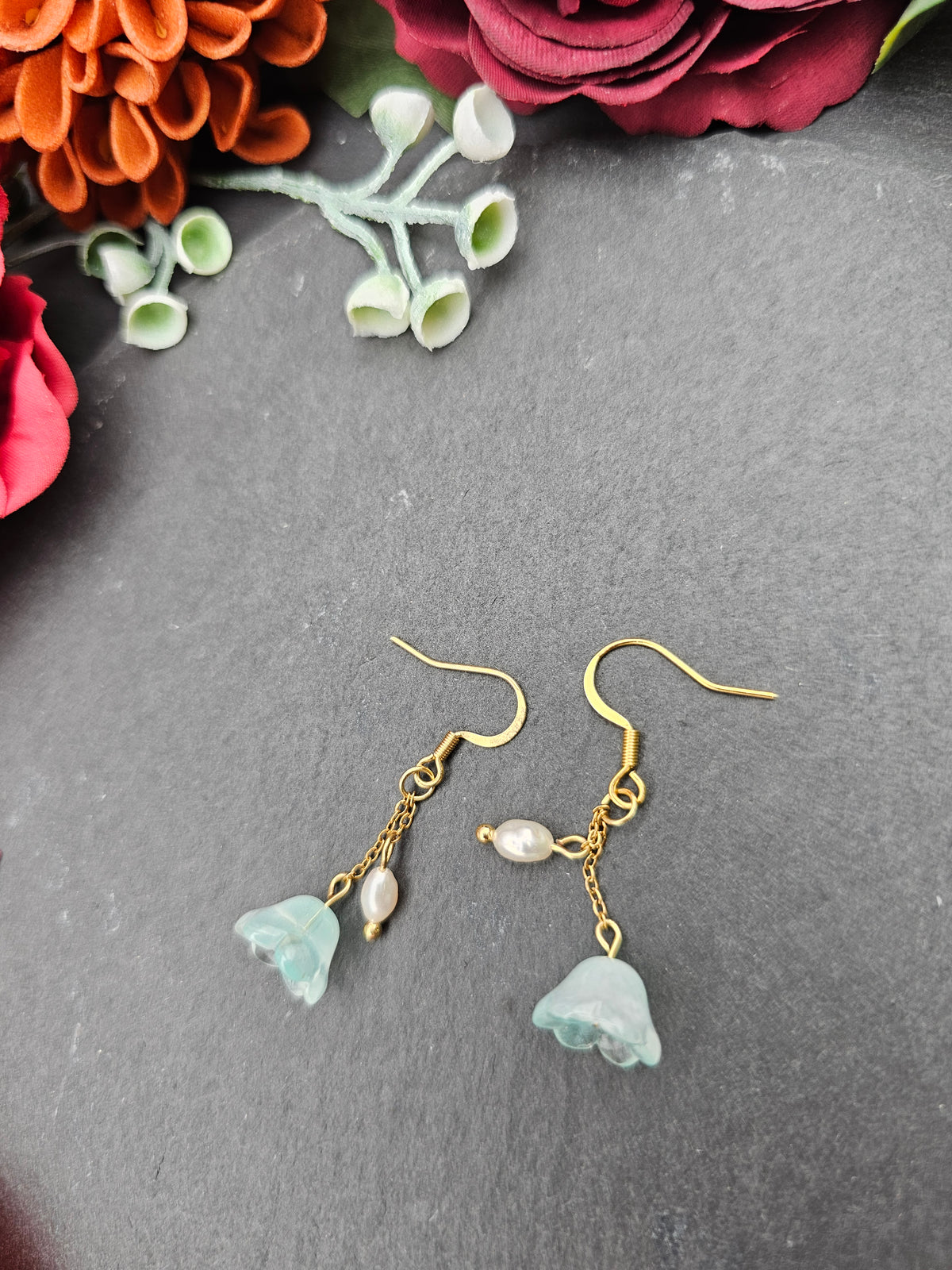 Ohrringe Floral Mint | Süßwasserzuchtperle | Edelstahl vergoldet