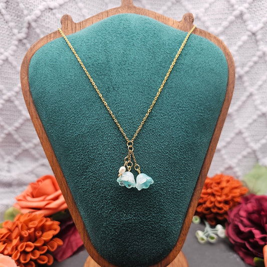 Halskette Floral Mint | Süßwasserzuchtperle | Edelstahl vergoldet