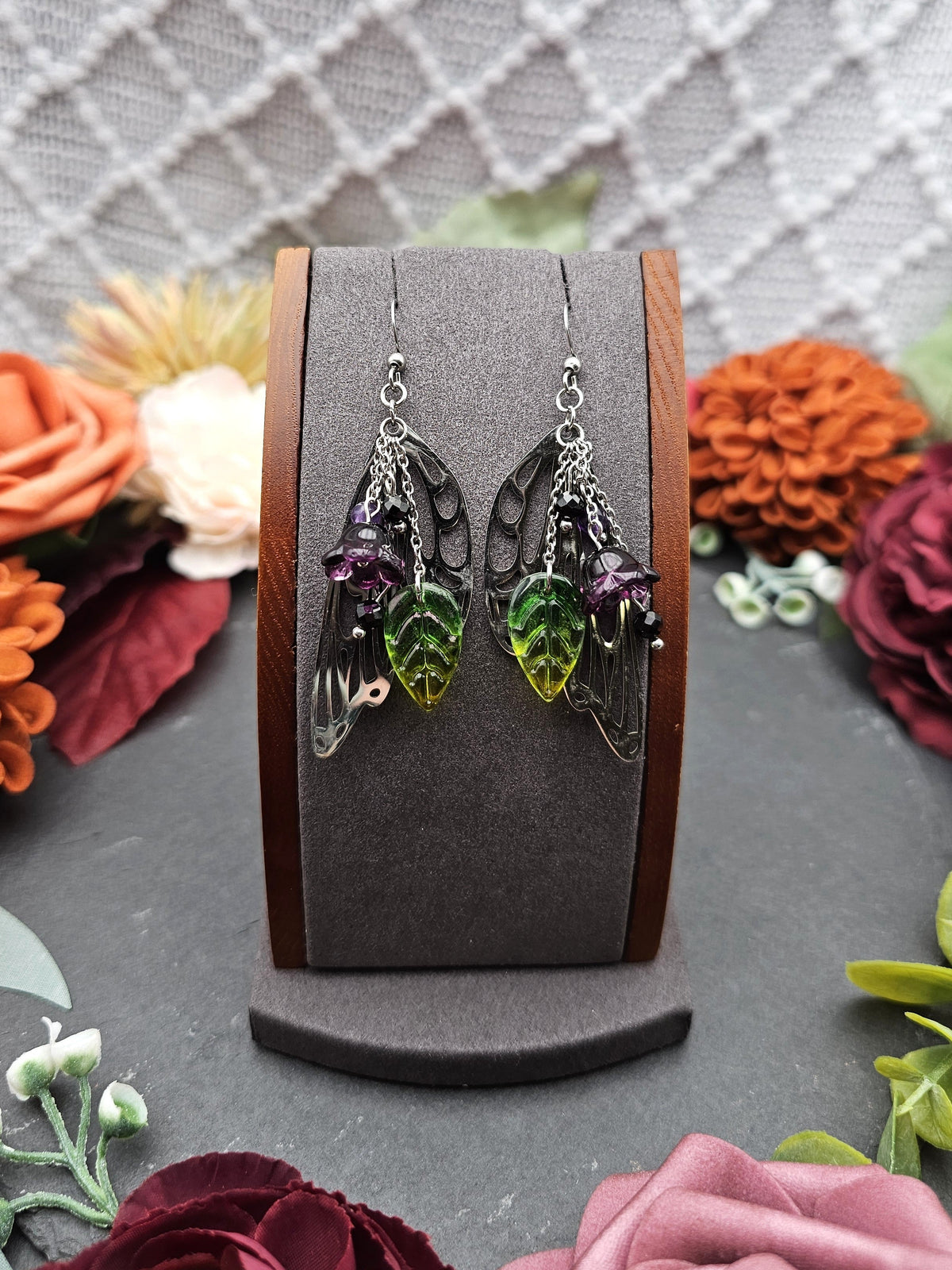 Ohrringe Magic Forest Dark | Spinell & Amethyst | Edelstahl