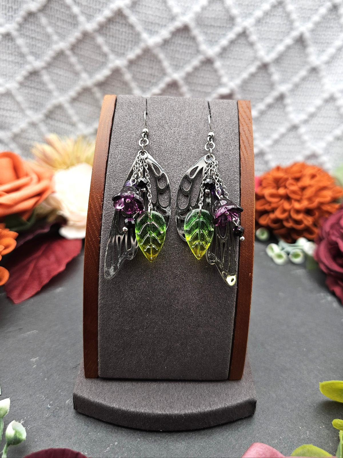 Ohrringe Magic Forest Dark | Spinell & Amethyst | Edelstahl