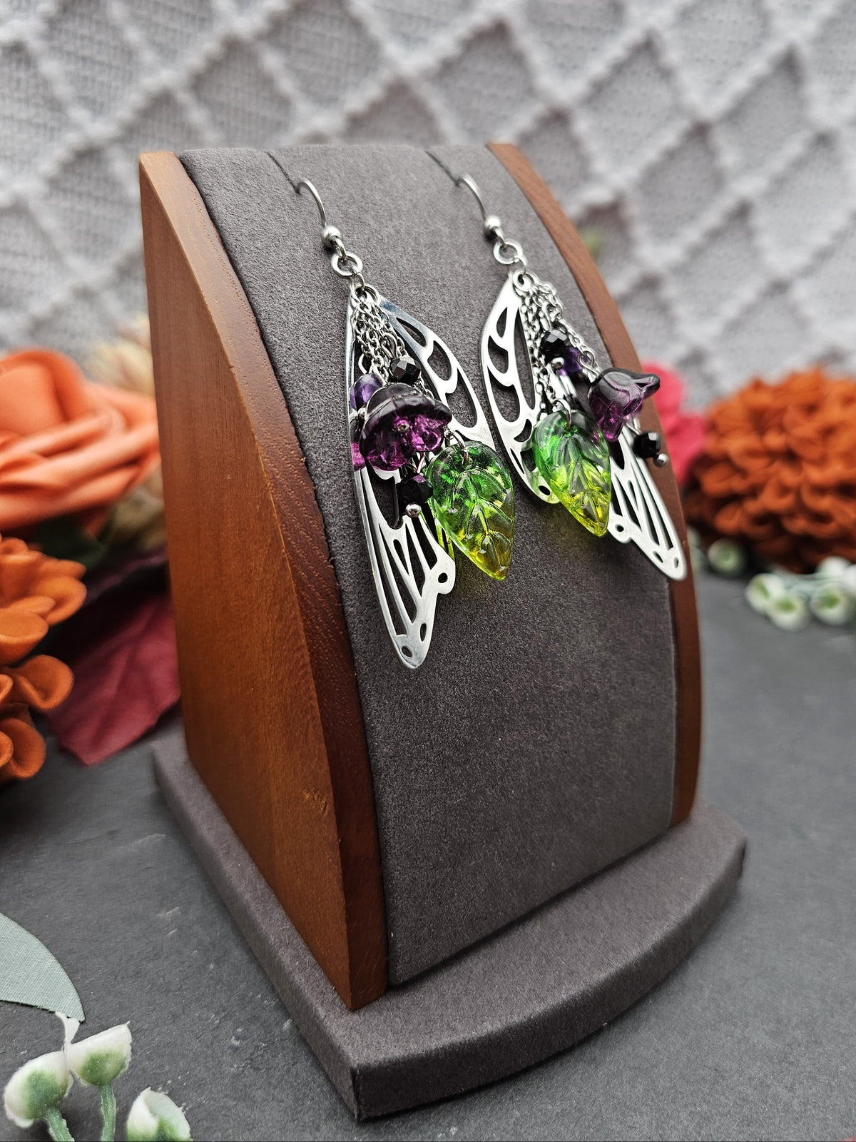 Ohrringe Magic Forest Dark | Spinell & Amethyst | Edelstahl