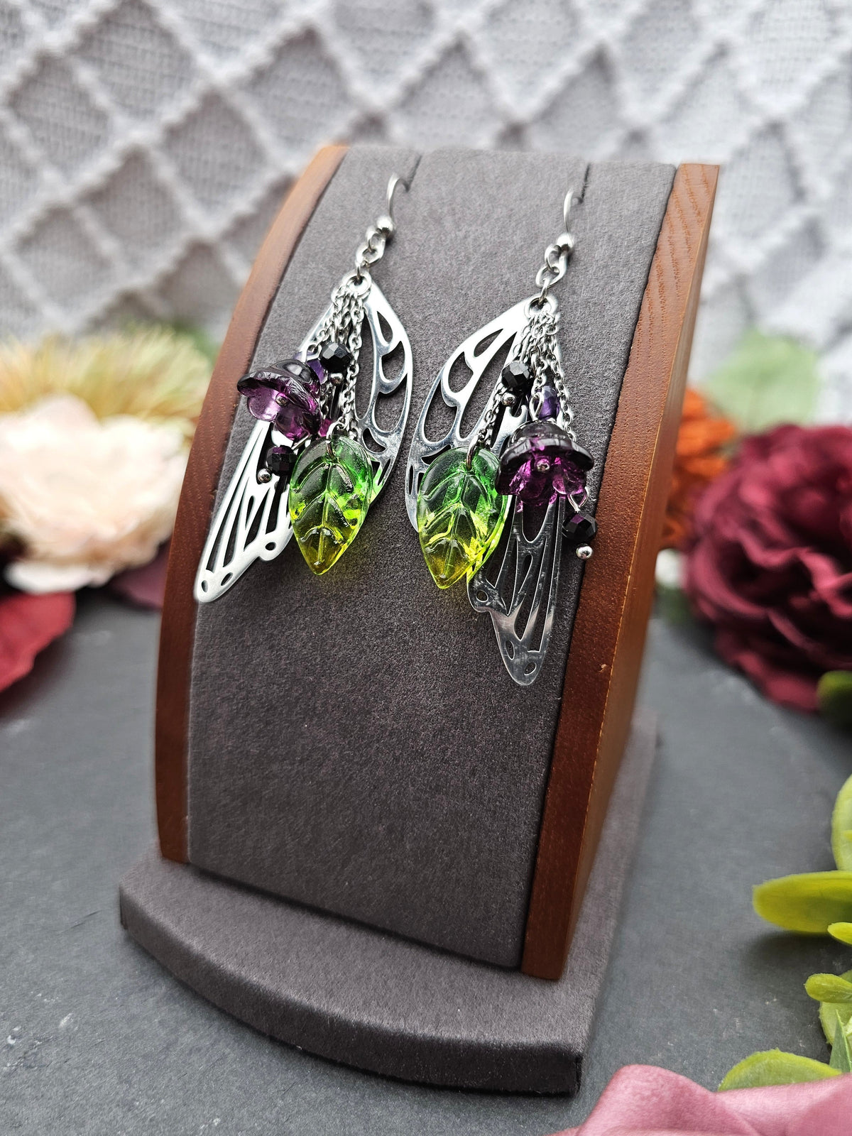 Ohrringe Magic Forest Dark | Spinell & Amethyst | Edelstahl