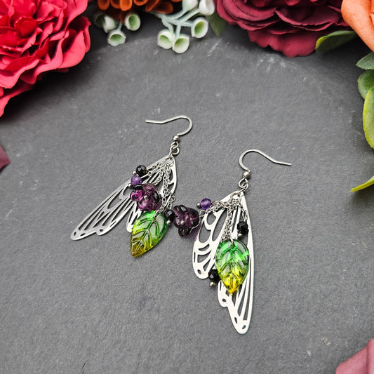 Ohrringe Magic Forest Dark | Spinell & Amethyst | Edelstahl
