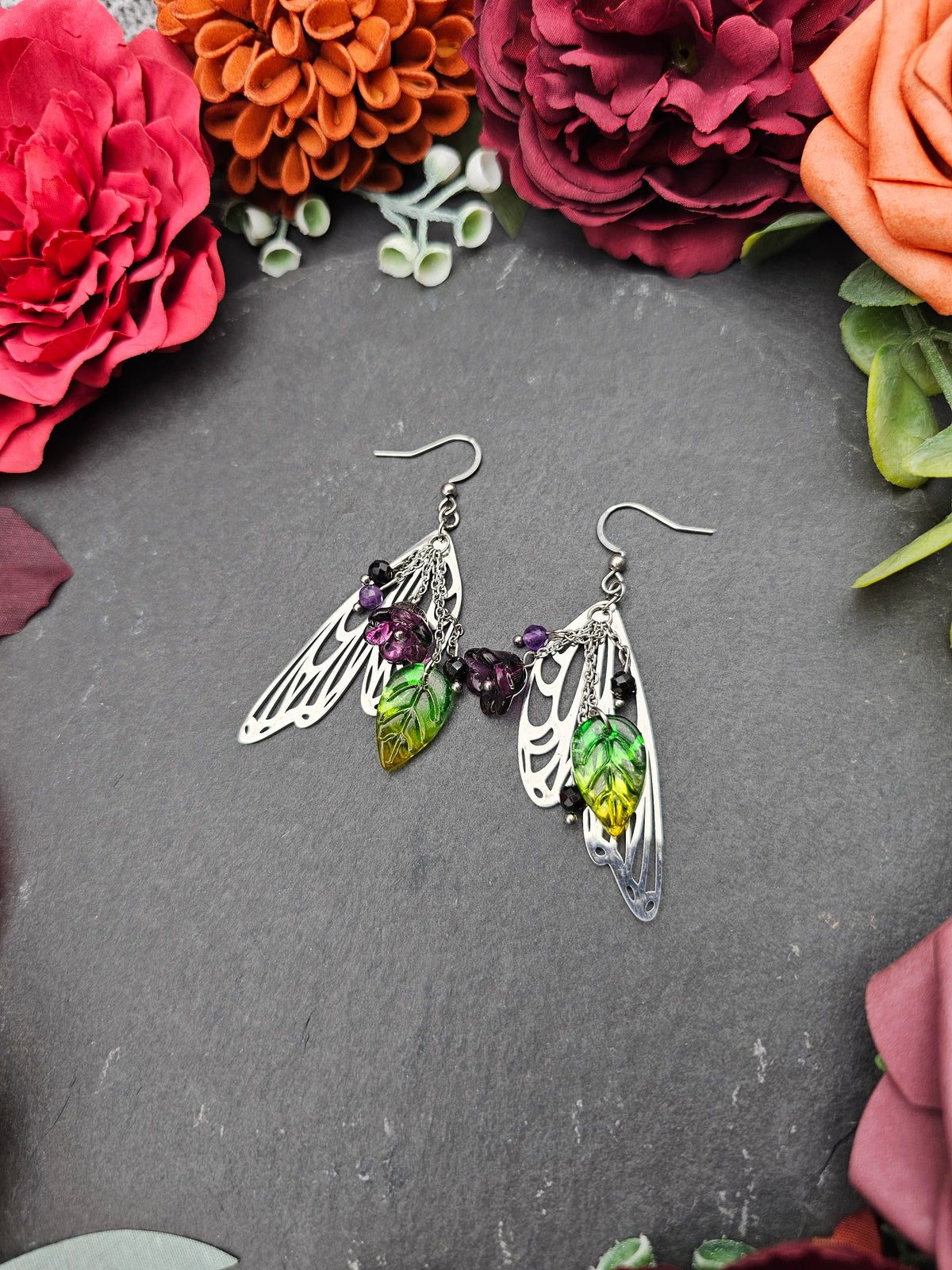 Ohrringe Magic Forest Dark | Spinell & Amethyst | Edelstahl