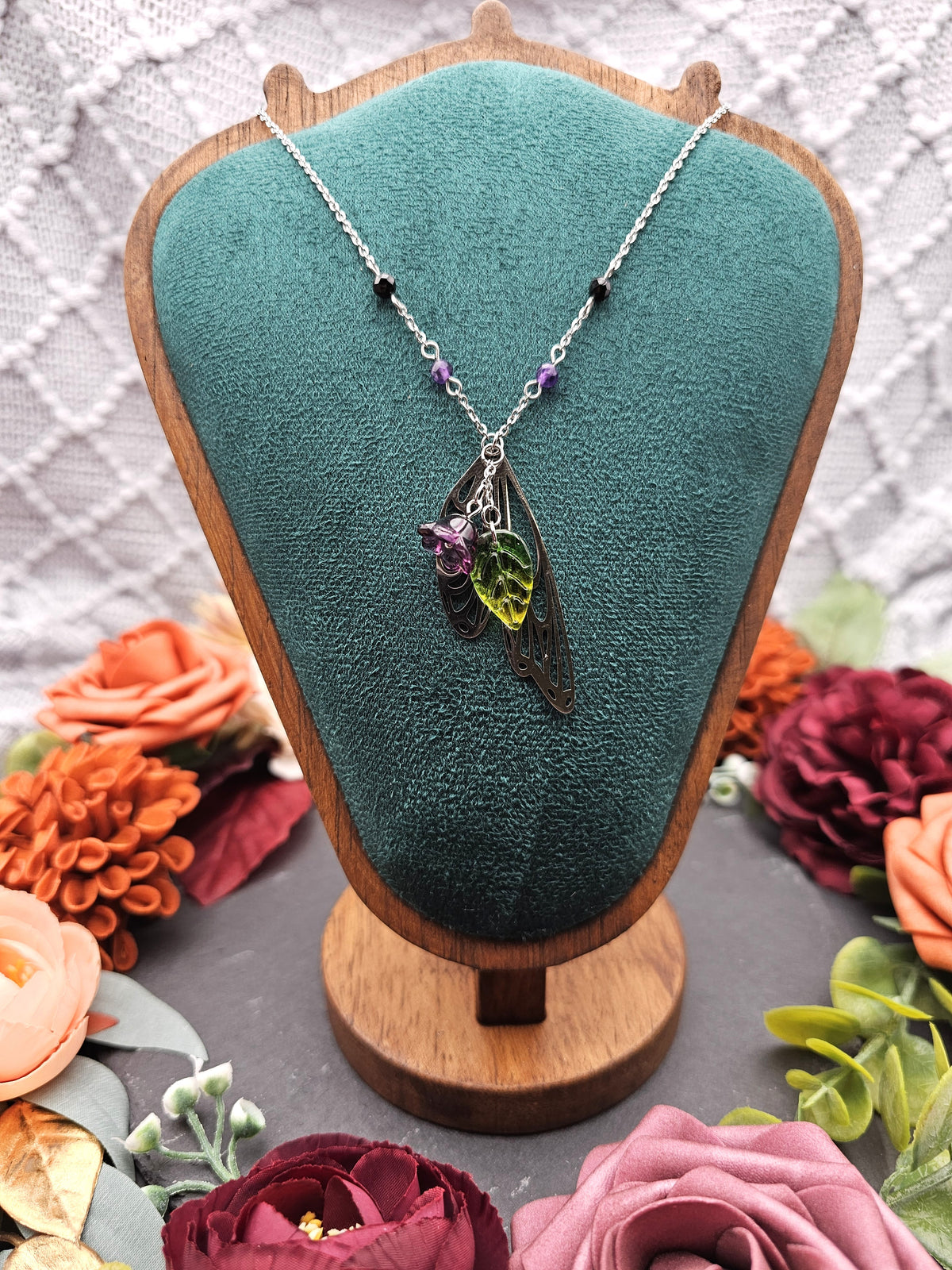 Halskette Magic Forest Dark | Spinell & Amethyst | Edelstahl