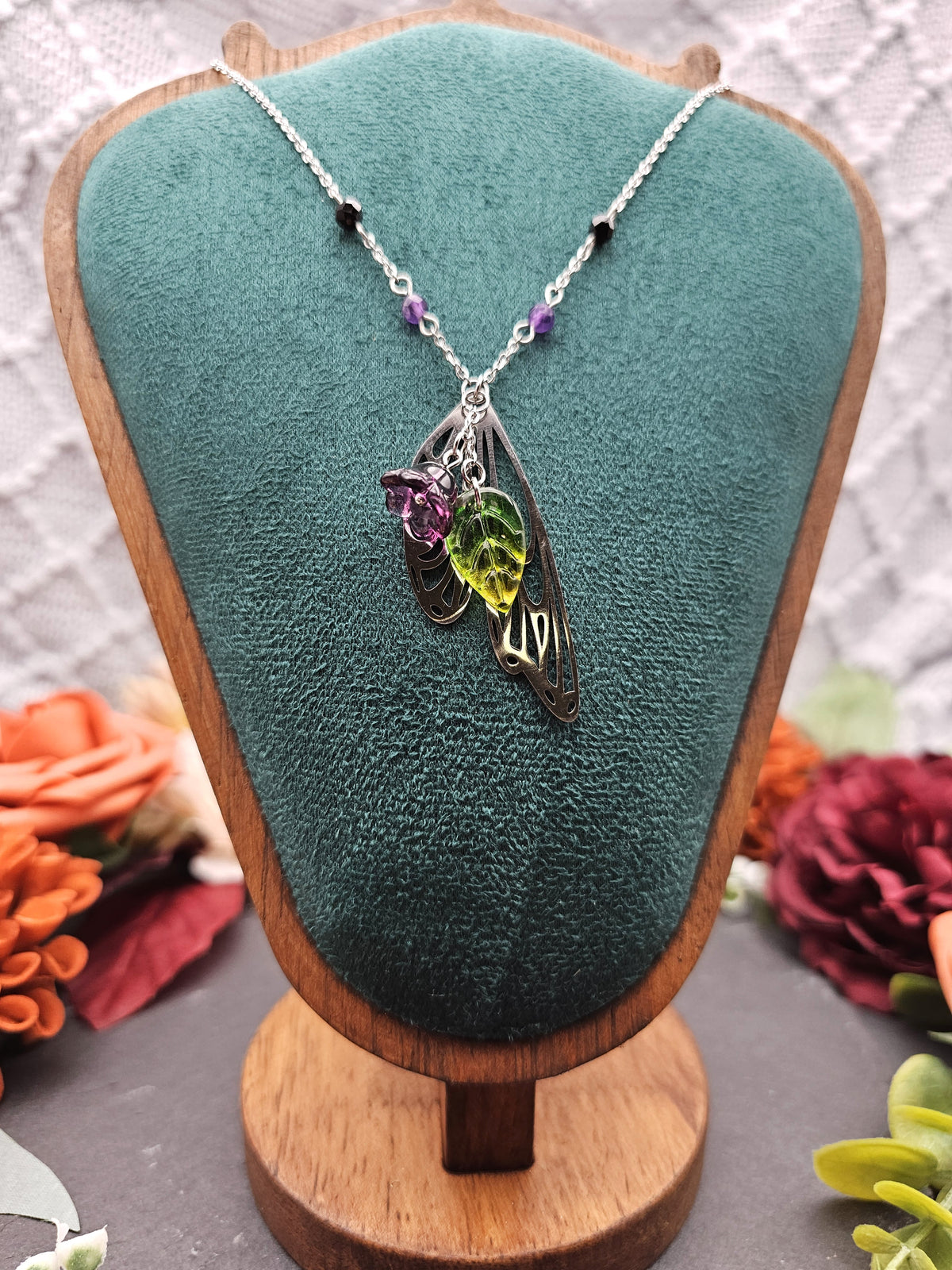 Halskette Magic Forest Dark | Spinell & Amethyst | Edelstahl