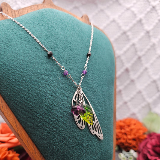 Halskette Magic Forest Dark | Spinell & Amethyst | Edelstahl