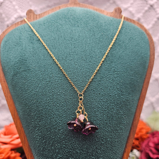 Halskette Floral Lila | Rosaquarz | Edelstahl vergoldet
