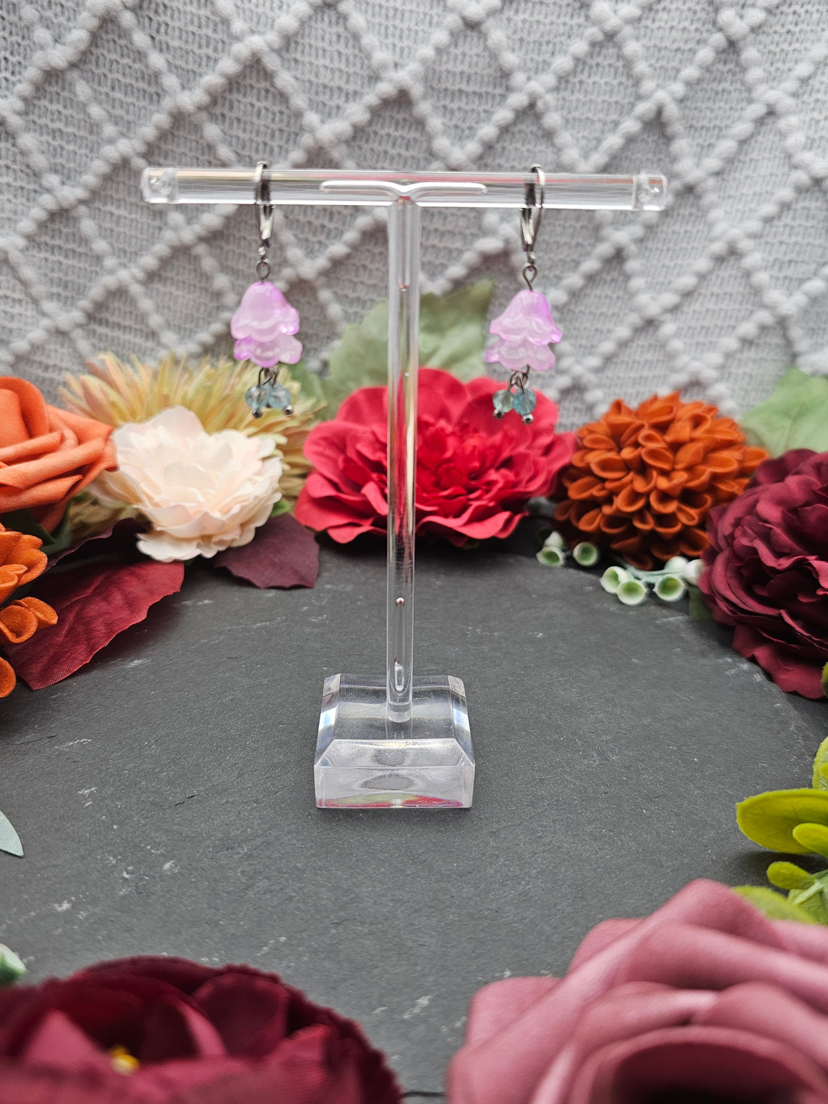 Ohrringe Floral Rosa | Aquamarin | Edelstahl