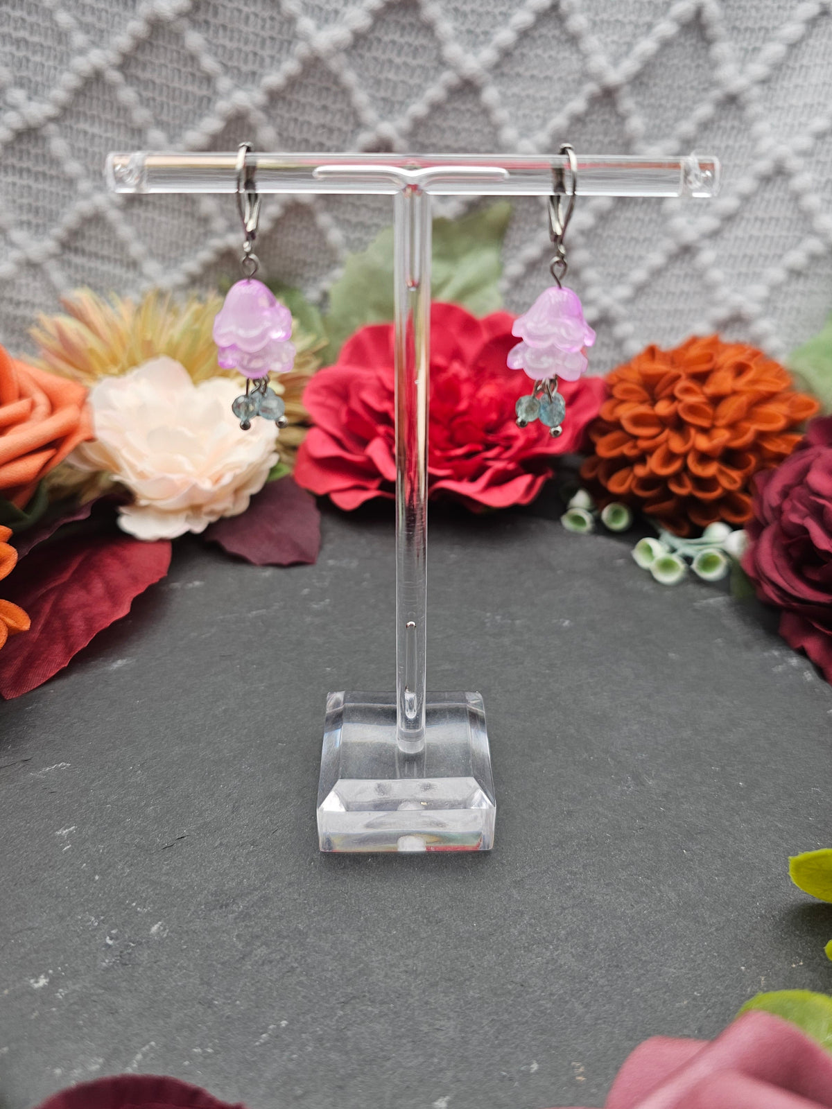 Ohrringe Floral Rosa | Aquamarin | Edelstahl