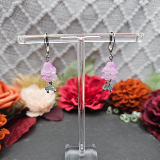 Ohrringe Floral Rosa | Aquamarin | Edelstahl