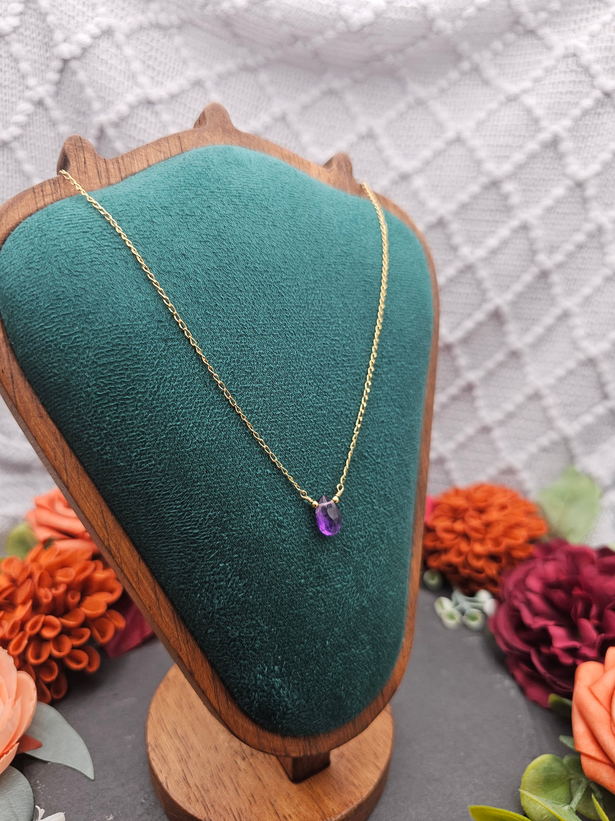 Halskette Edelsteintropfen | Amethyst | Sterlingsilber | Farbwahl