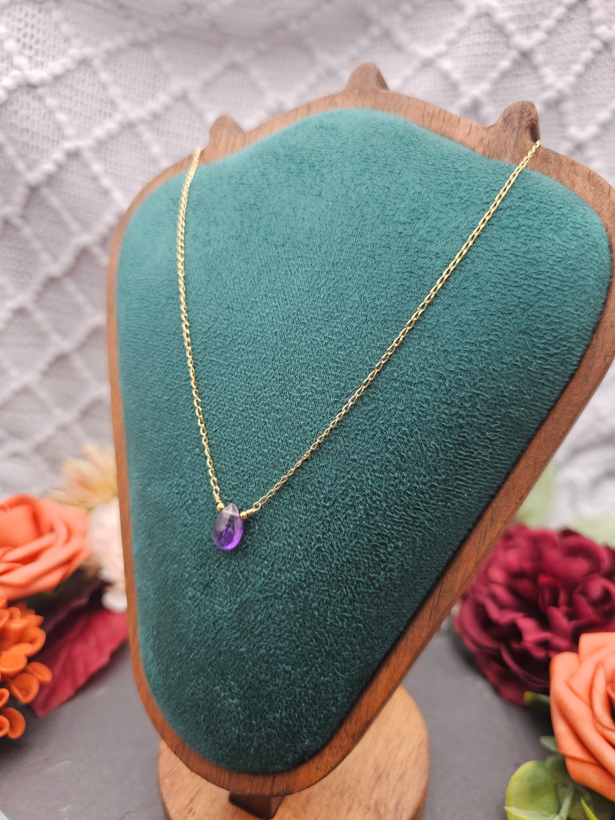 Halskette Edelsteintropfen | Amethyst | Sterlingsilber | Farbwahl