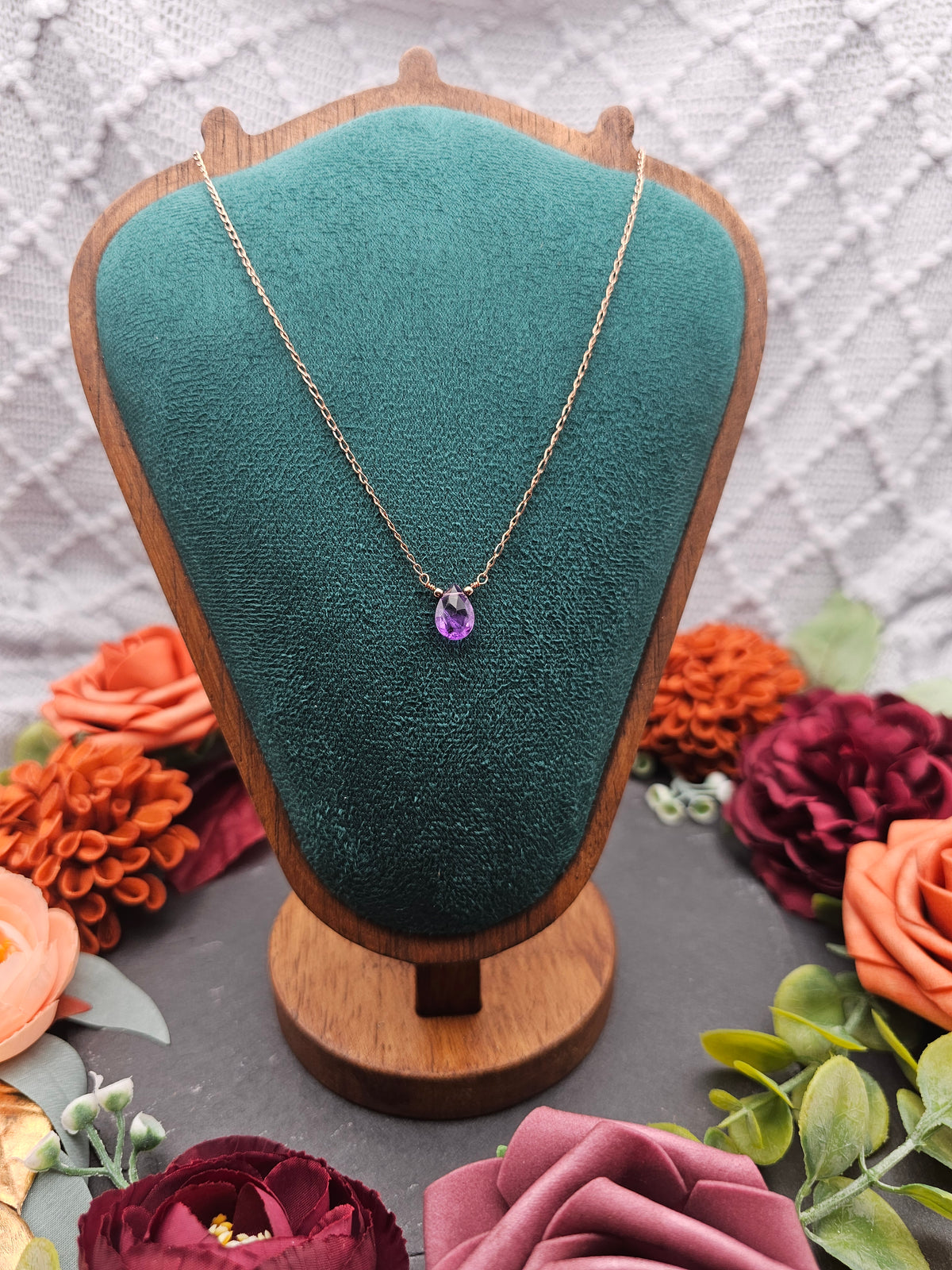 Halskette Edelsteintropfen | Amethyst | Sterlingsilber | Farbwahl