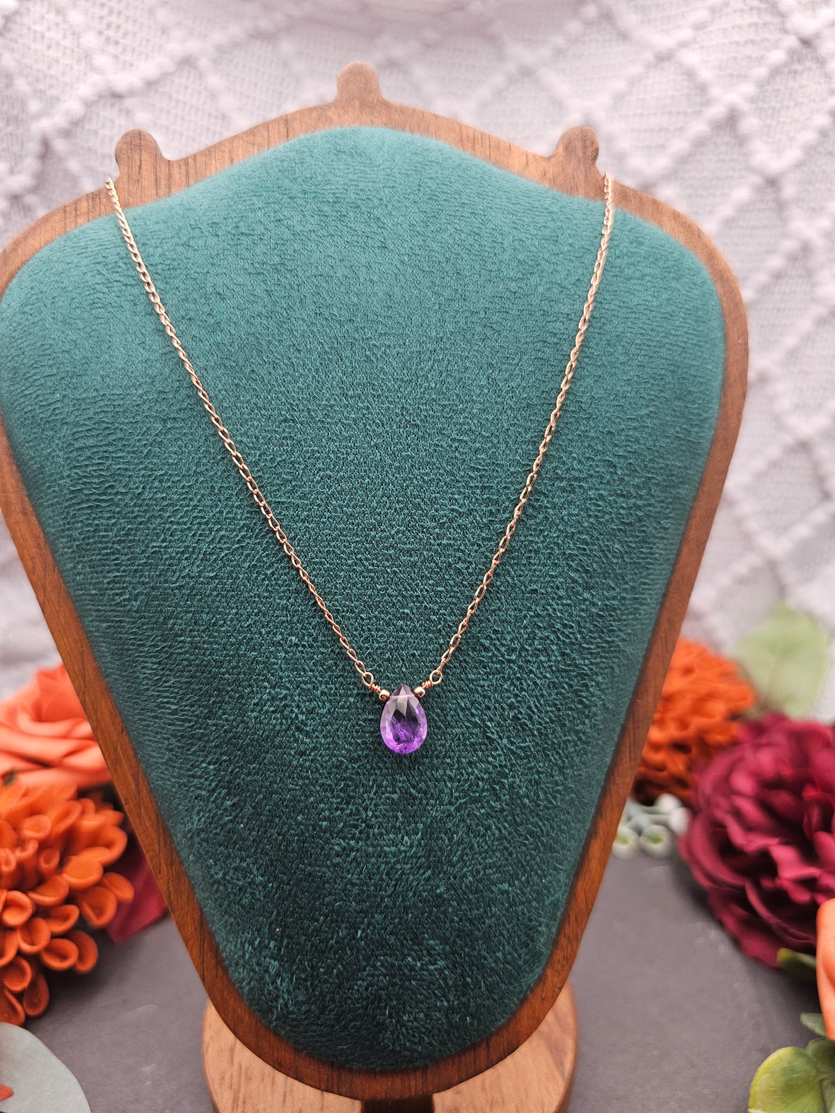 Halskette Edelsteintropfen | Amethyst | Sterlingsilber | Farbwahl