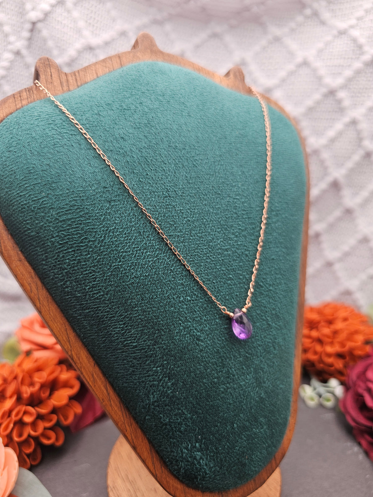 Halskette Edelsteintropfen | Amethyst | Sterlingsilber | Farbwahl