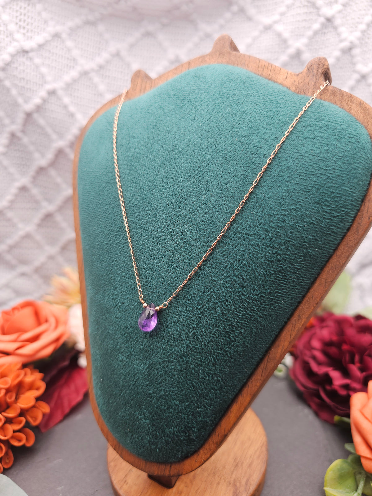 Halskette Edelsteintropfen | Amethyst | Sterlingsilber | Farbwahl