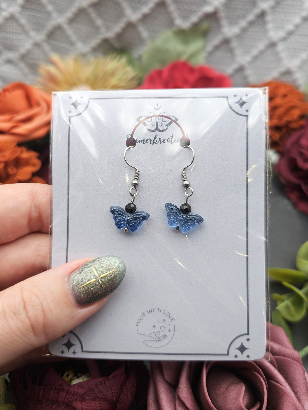 Ohrringe Schmetterling Blau | Spinell | Edelstahl