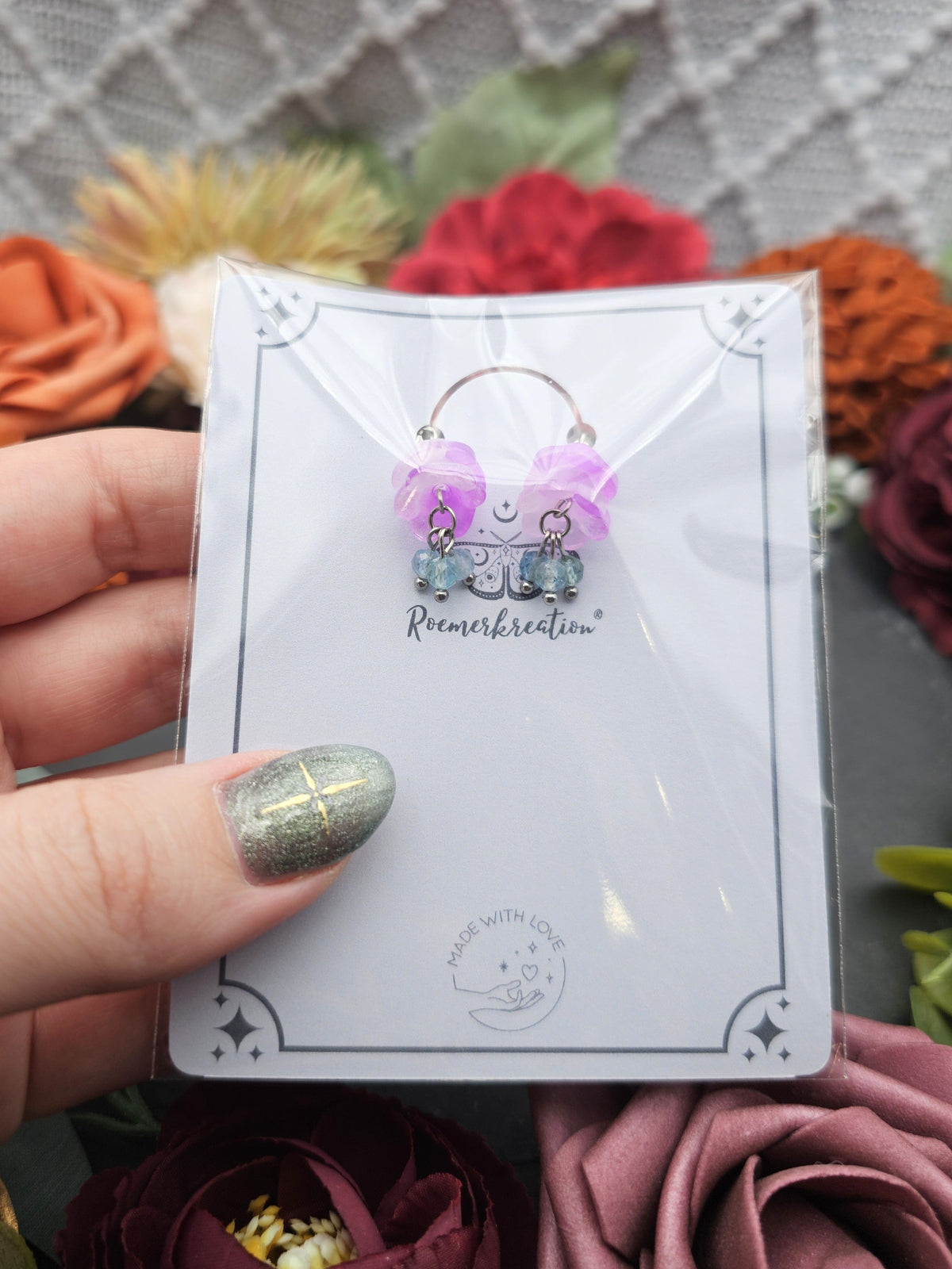 Ohrringe Floral Rosa | Aquamarin | Edelstahl
