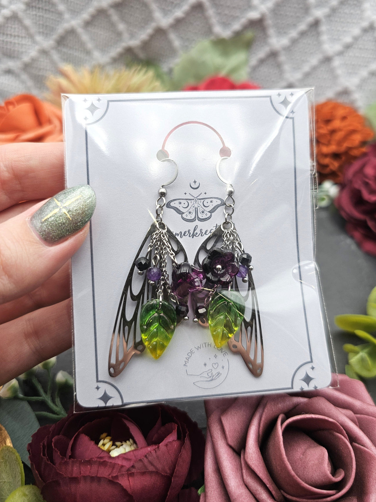 Ohrringe Magic Forest Dark | Spinell & Amethyst | Edelstahl