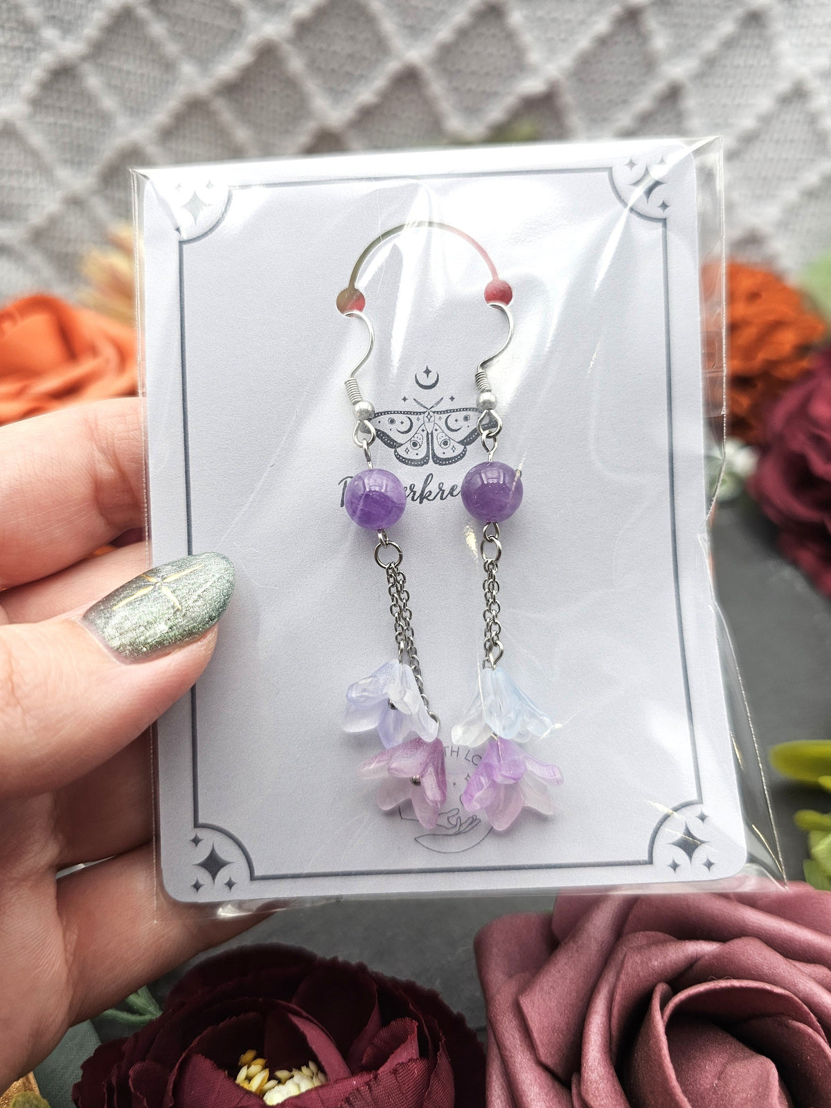 Ohrringe Floral Blau & Lila | Amethyst | Edelstahl