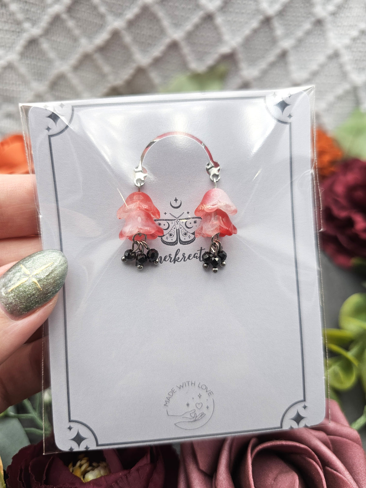 Ohrringe Floral Rot | Spinell | Edelstahl