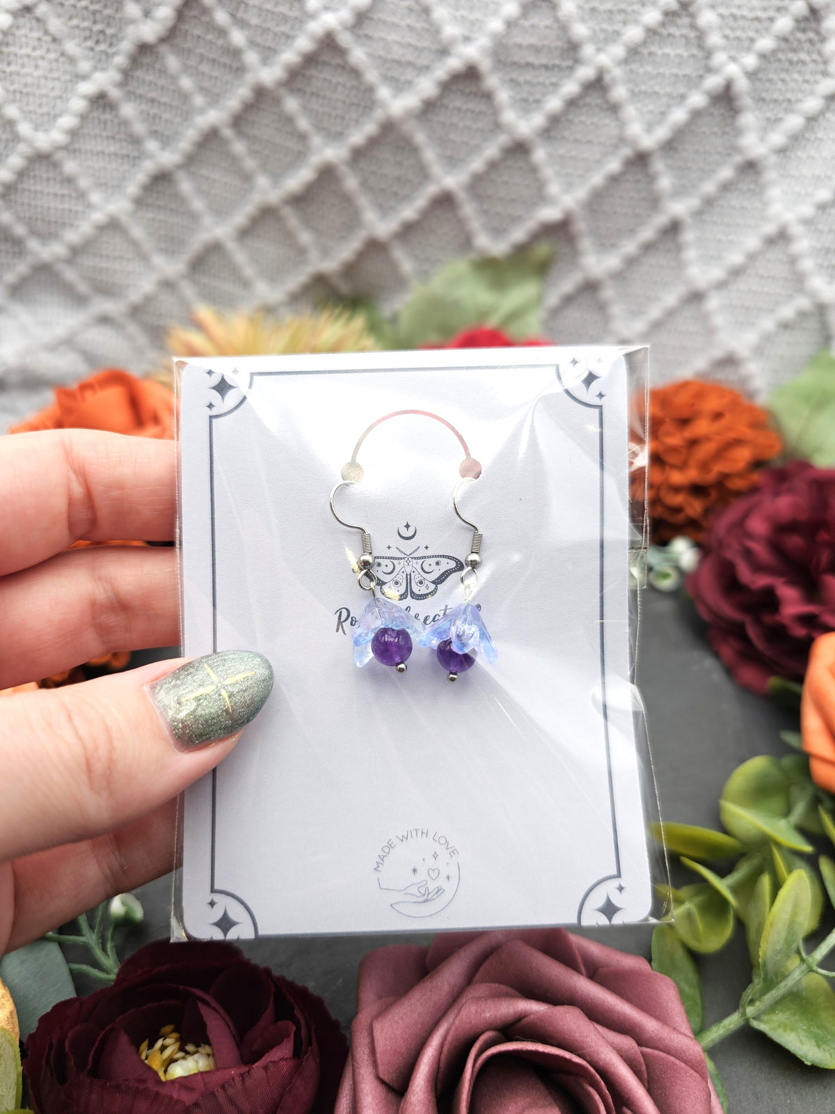 Ohrringe Floral Blau-Lila | Amethyst | Edelstahl