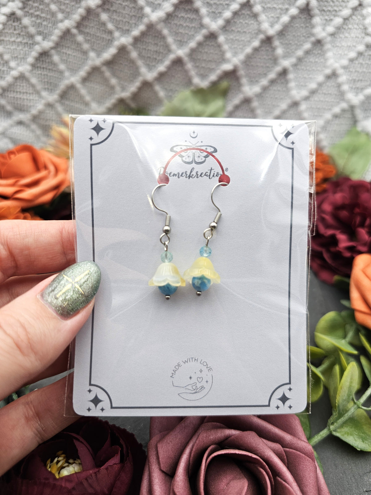 Ohrringe Floral Gelb | Apatit & Aquamarin | Edelstahl